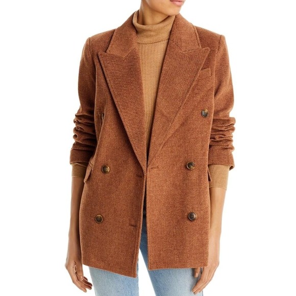 AVEC LES FILLES Structured Short Double Breasted Coat in Brown Sz L - NWOT!!! - Picture 2 of 12
